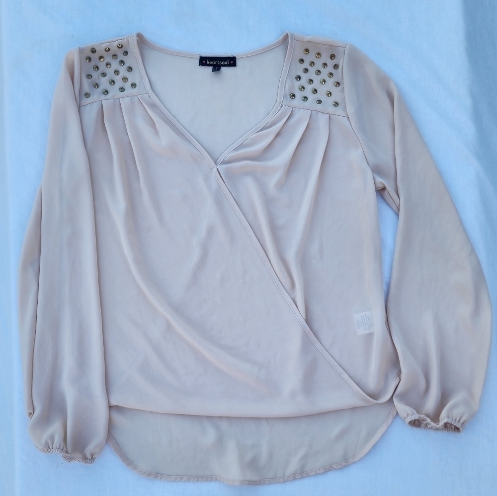 Heartsoul champagne Studded long sleeve blouse size small